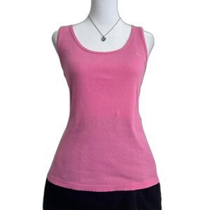 Lauren Ralph Lauren pink ribbed tank top classic scoop neck